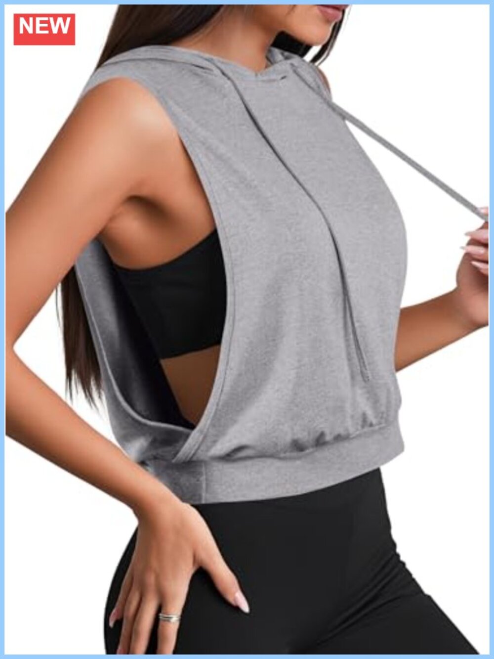 Sleeveless Hoodie Crop Top Women Athletic Workout Tank